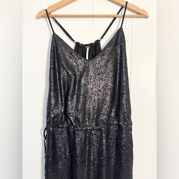 Free People Jumpsuit Sequin Black sz S going out date dinner holiday - Picture 3 of 10